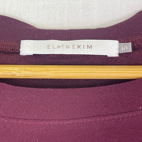 Elaine Kim Burgundy Relaxed Long Sleeve Stretch Sweater Mini Dress Size Small - Picture 2 of 9